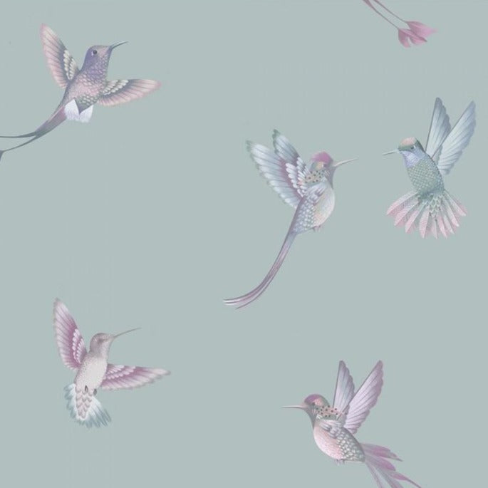 hummingbirdwallpaper-exotic-bird-paper-duck-egg-blue-brand-McKenzie-pink-birds-