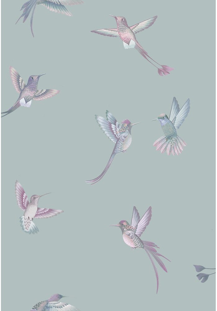 hummingbirdwallpaper-exotic-bird-paper-duck-egg-blue-brand-McKenzie-pink-birds-