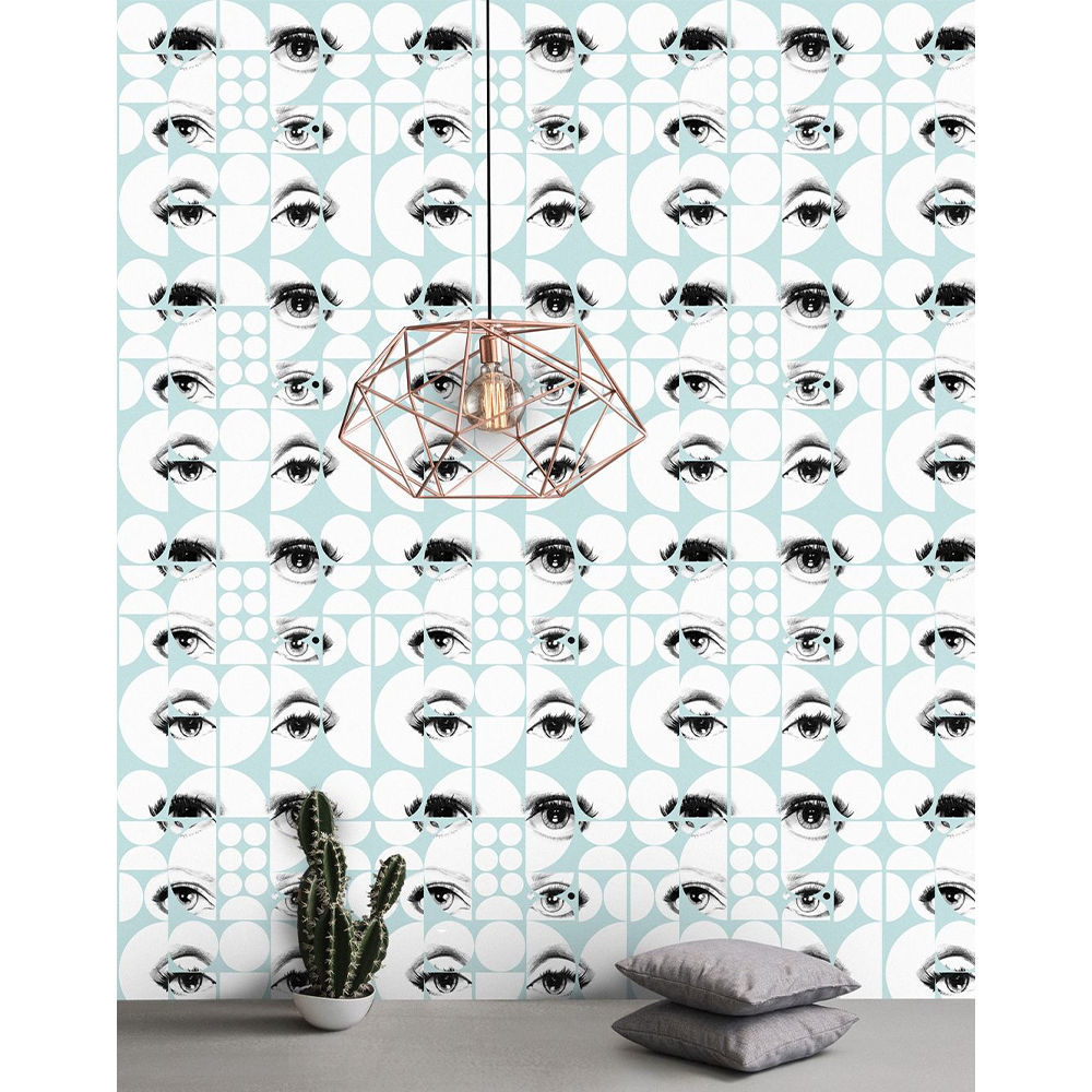 mind-the-gap-eyes-and-circles-green-wallpaper-retro-illusion-collection-statement-room