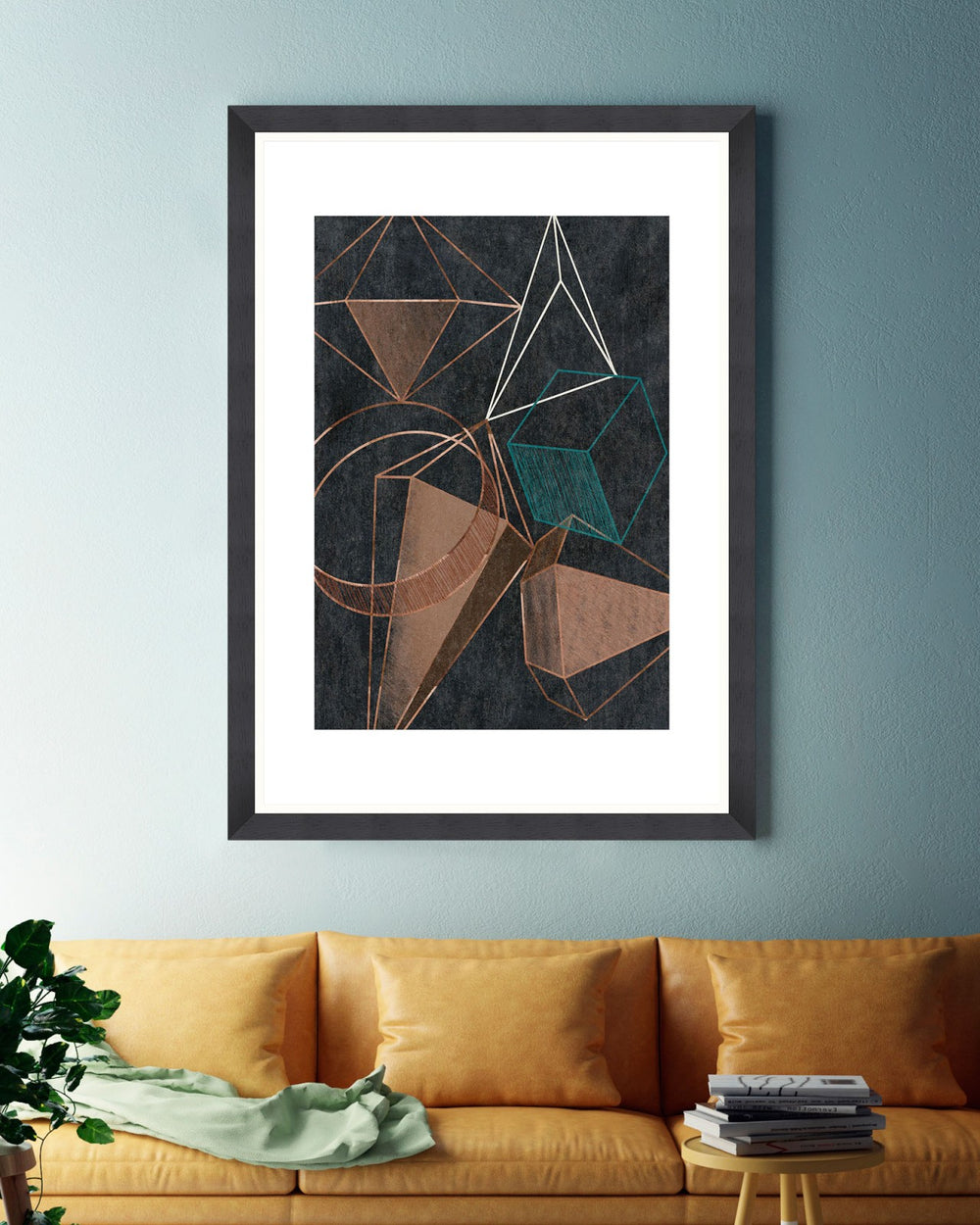 FA12736-mind0the-gap-framed-fine-art-print-copper-geometry-copper-foli-geometric-shapes-black-green-copper-white-slip-modern-gloss-frame