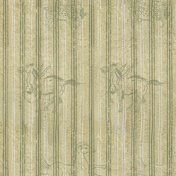 mind-the-gap-green-stripe-a-fable-alabaster-wallpaper-horses-with-wings-transylvanian-roots-collection-maximalist-statement-interior
