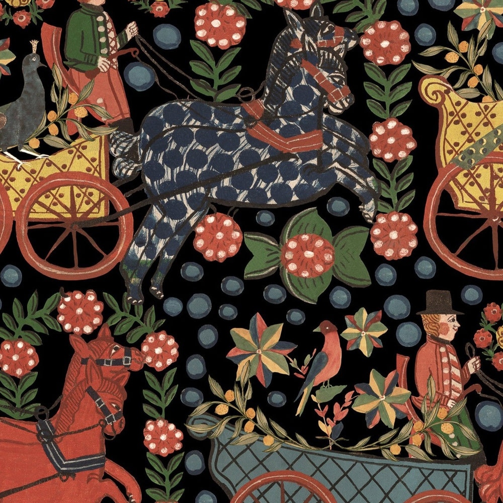 mind-the-gap-Tyrol-collection-wallpaper-WP20678-fasnacht-anthracite-Swiss-festival-scene-coaches-horseman-bright-Nordic-Folklore-style-Apres-SKi-Alpine-Chalet
