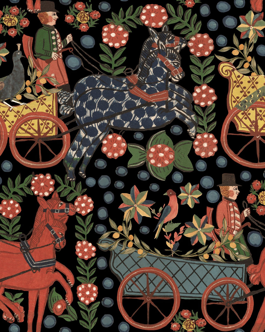 mind-the-gap-Tyrol-collection-wallpaper-WP20678-fasnacht-anthracite-Swiss-festival-scene-coaches-horseman-bright-Nordic-Folklore-style-Apres-SKi-Alpine-Chalet