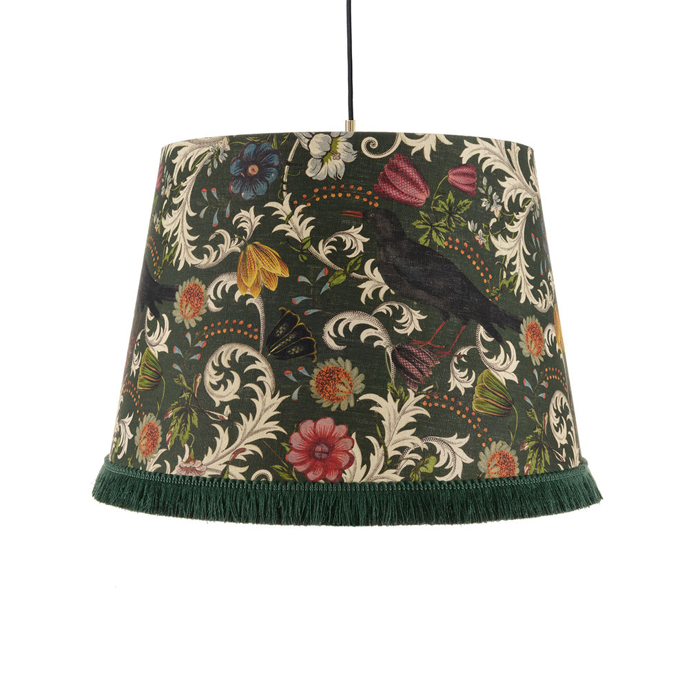 green-feketerigo-bird-floral-lamp-shade ceiling light shade