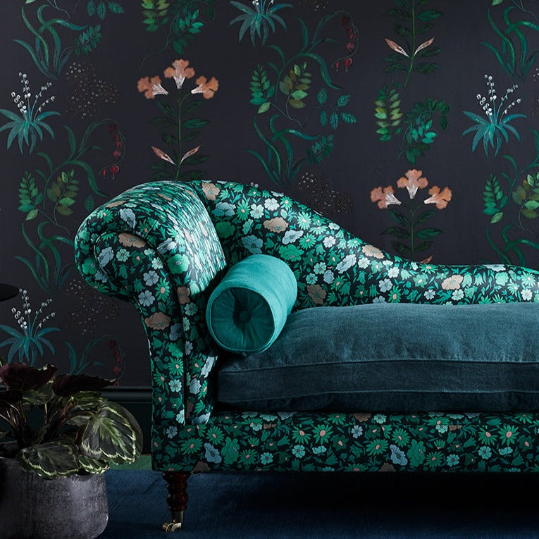 Botanical Stripe Wallpaper, Jade