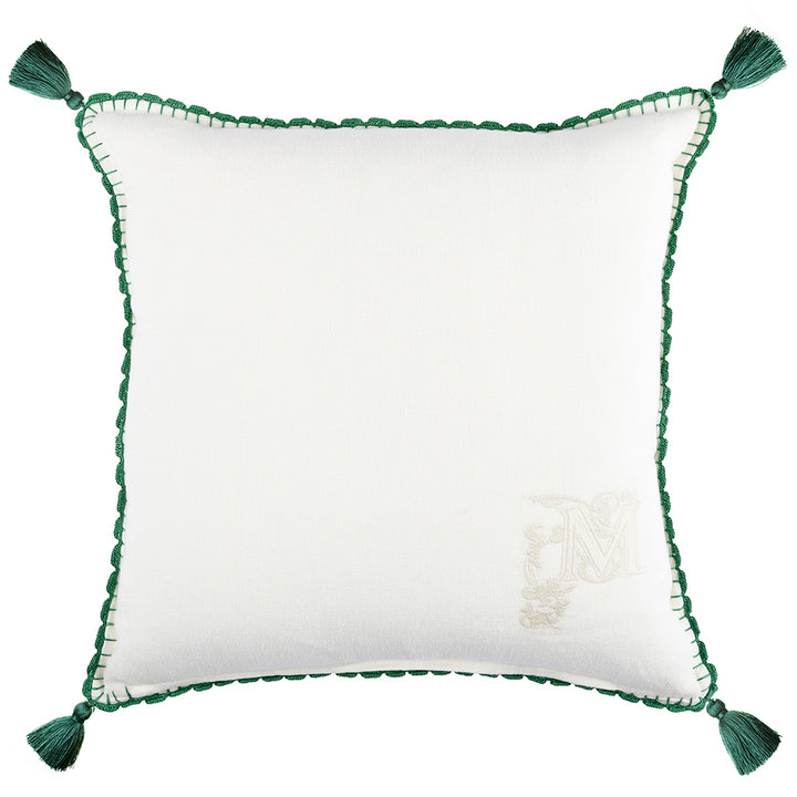 mind-the-gap-transsilvaniae-florilegium-embroidered-cushion-green-tassel-white-linen