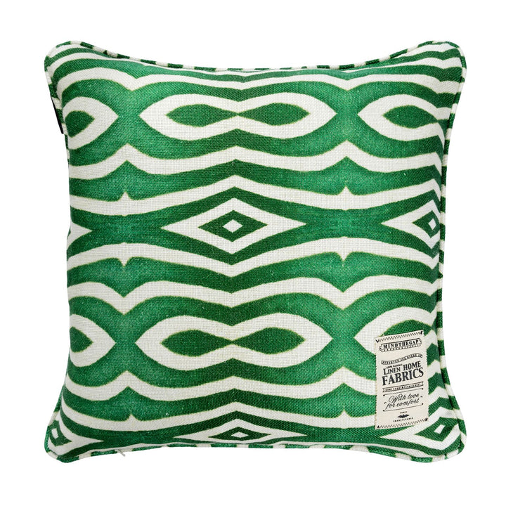mind the gap linen cushion riverside green and white