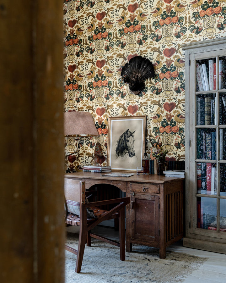 Tyrol Goldene Henne Wallpaper - Anthracite