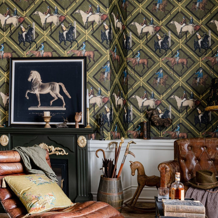 mind-the-gap-gymkhana-wallpaper-the-derby-collection-horse-race-geometric-hand-painted-illustrated-design-khaki-maximalist-statement-interior