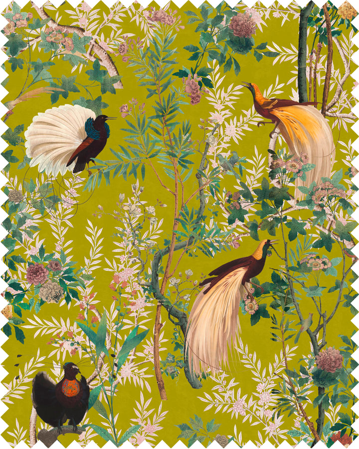 royal-garden-pheasant-cotton-velvet-fabric-upholstery-curtains-soft-furnishings-yellow-green
