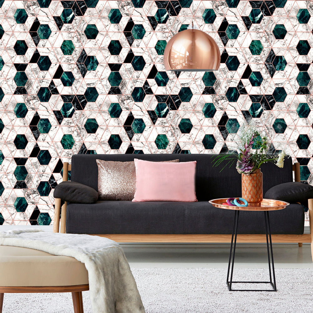 mind-the-gap-hexa-jade-wallpaper-manhattan-metallic-collection-geometrics-marble-textured-statement-maximalist-interior