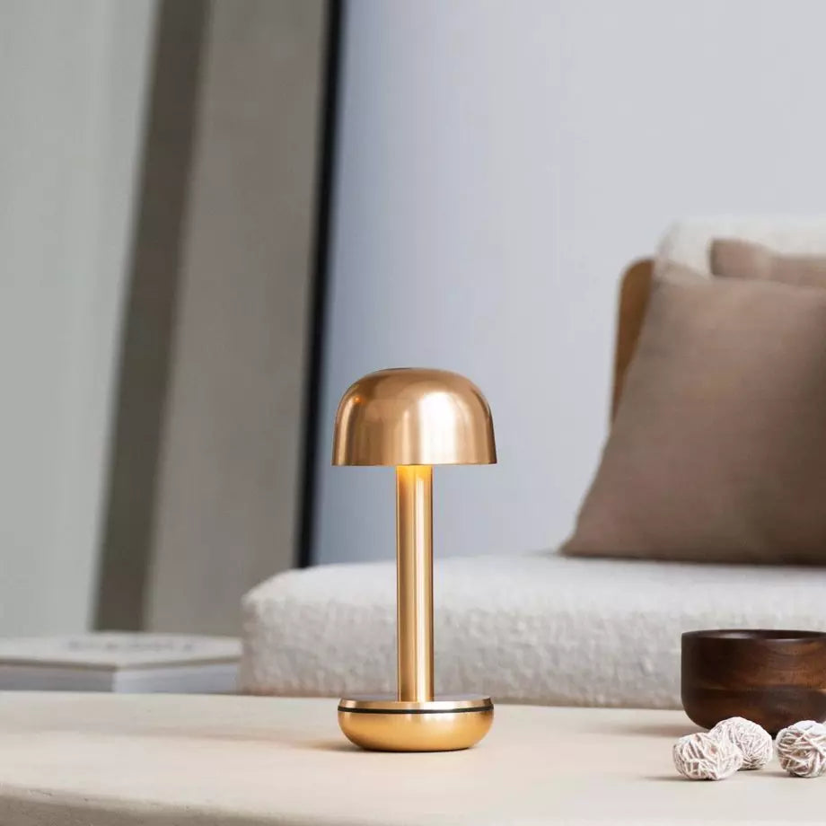 Humble-two-cordless-rechargeable-table-lamp-domed-shade-Gold-aluminium 