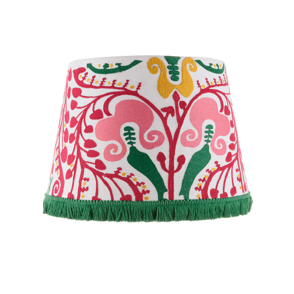 mind the gap hungarian embroidered cone lampshade pink green yellow folk design fringe