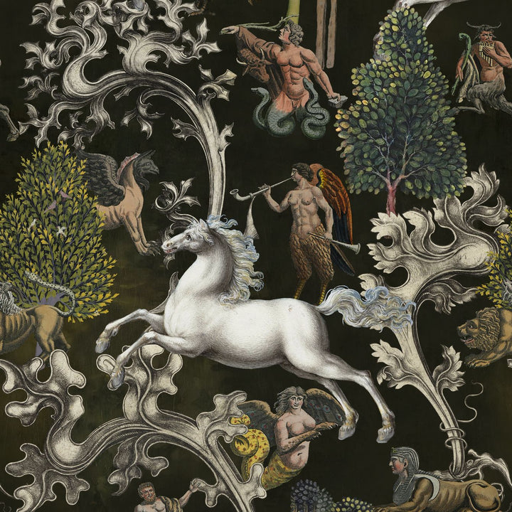 mind-the-gap-imaginarium-grey-dark-wallpaper-imaginarium-collection-unicorns-sphinx-centaurs-mythical-creatures-storytelling-comic-statement-interior