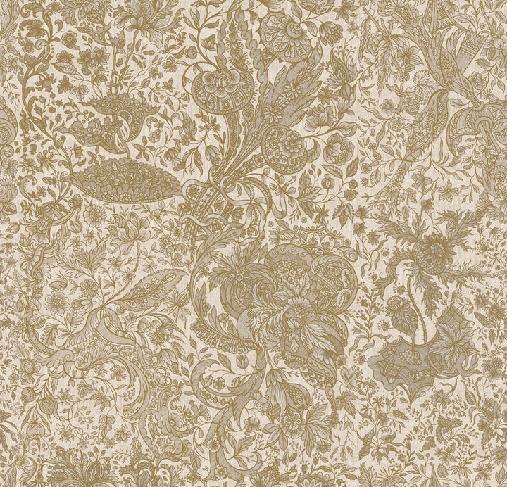 Sarkozi Embroidery Taupe Wallpaper