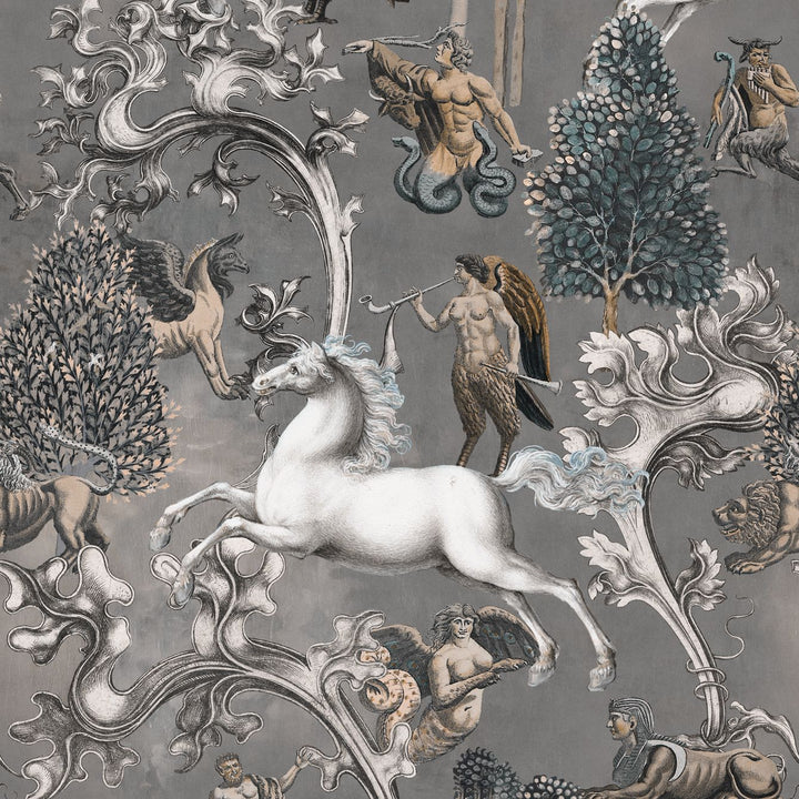 mind-the-gap-imaginarium-grey-dark-wallpaper-imaginarium-collection-unicorns-sphinx-centaurs-mythical-creatures-storytelling-comic-statement-interior