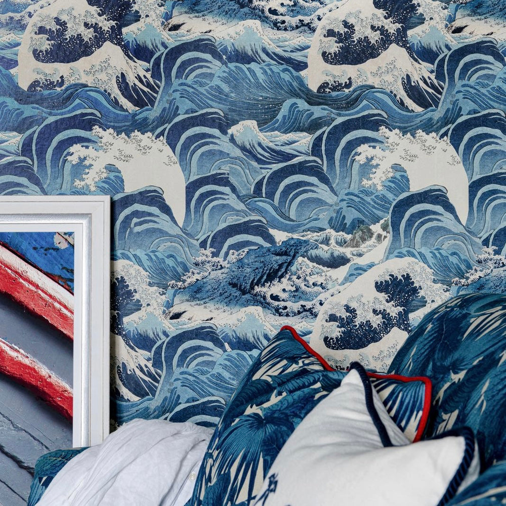 mind-the-gap-sea-waves-light-blue-wallpaper-sundance-villa-complementary-collection-inspired-by-japanese-wood-block-prints-detailed-drama-textured-maximalist-statement-interior