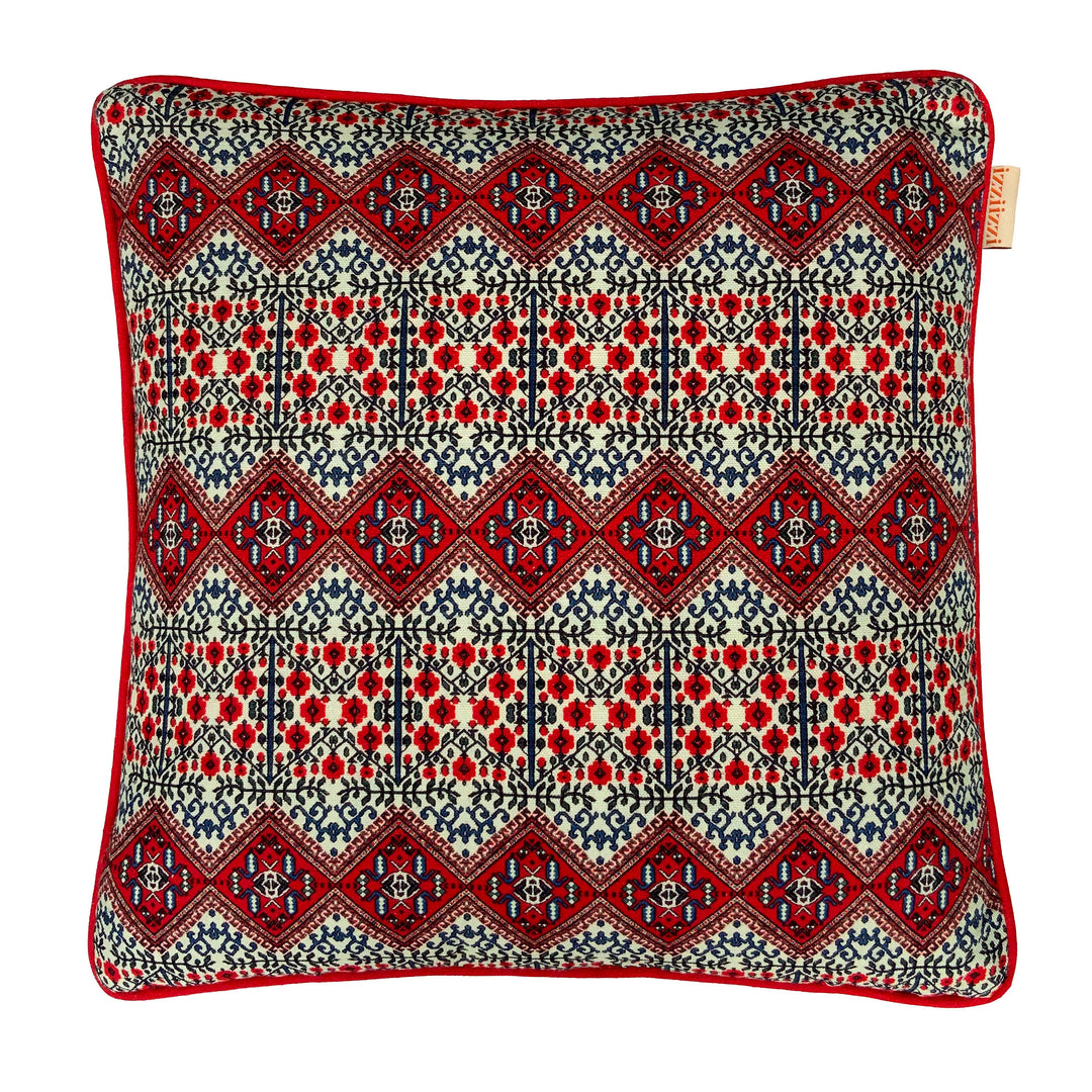 Jewel Cushion in Red & White