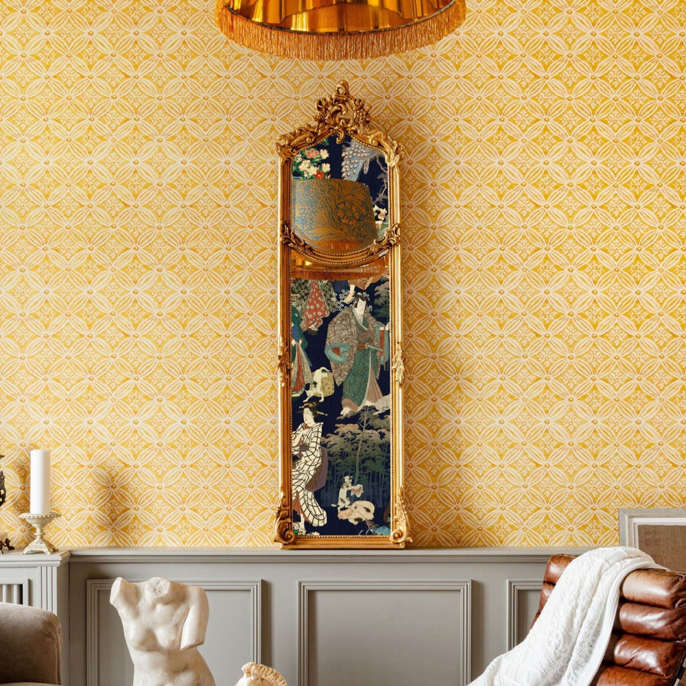 mind-the-gap-kalamkari-wallpaper-the-curators-cabinet-collection-block-print-persia-india-textured-natural-dyes-maximalist-statement-yellow