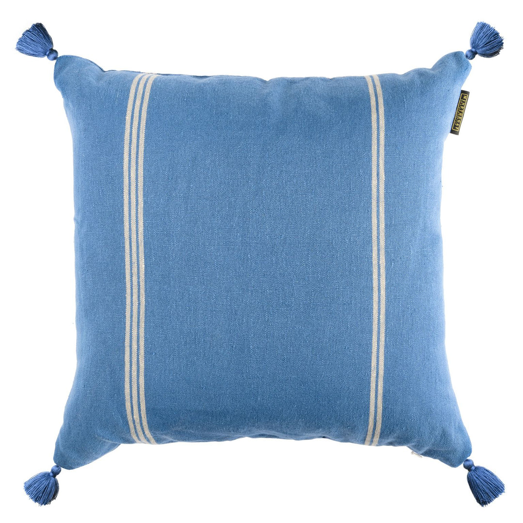 Katalin-stripe-linen-cushion-blue-white-mind-the-gap-with-tassels