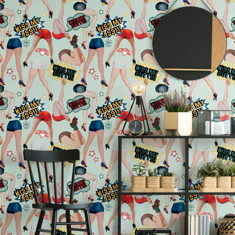 mind-the-gap-kiss-my-ass-wallpaper-nouvelle-pop-collection-pop-art-humour-funny-cheeky-colourful-vibrant-maximalist-statement-interior
