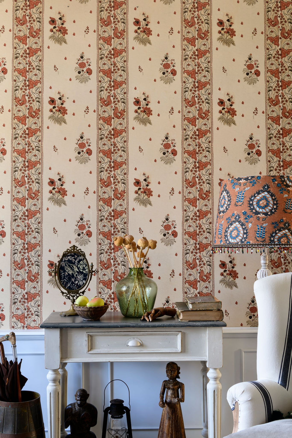 floral-stripe-folk-red-beige-wallpaper-room-set