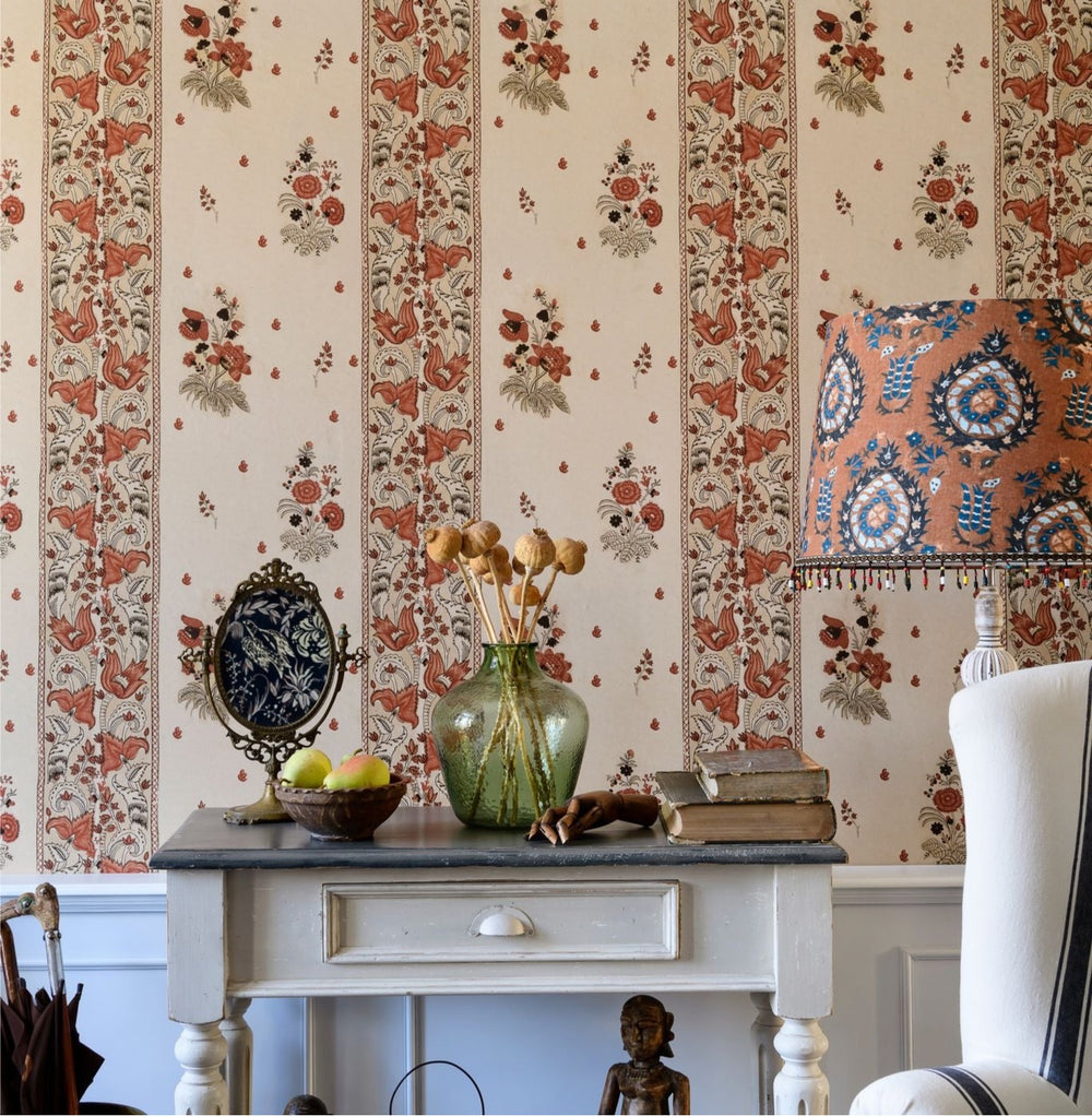 floral-stripe-folk-red-beige-wallpaper-room-set