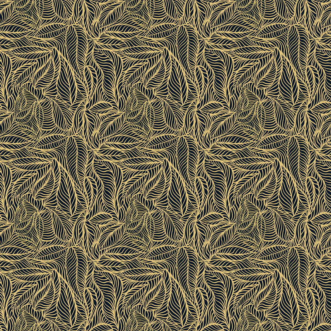Tatie-Lou-Agnes-wallpaper-black-and-gold-leaf-repeat-large-pattern-pearl-finish-metallic-sheen-art-deco-large-scale-pattern-hand-drawn-art-deco-style