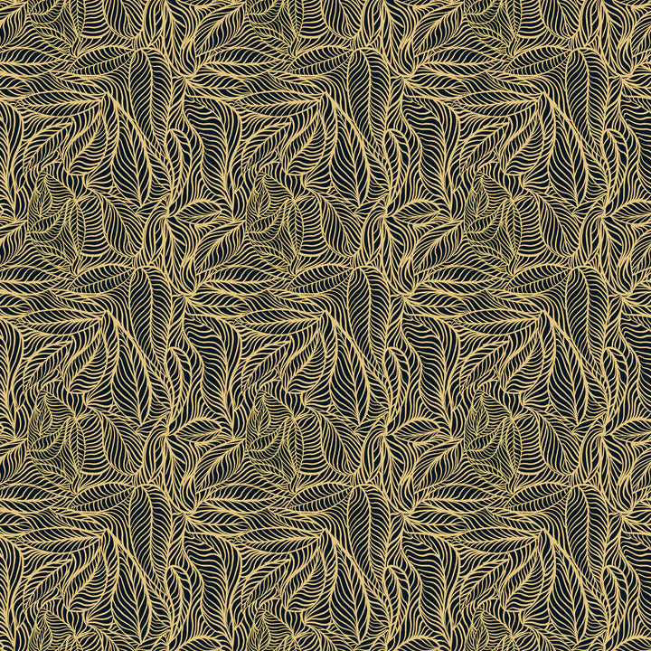 Tatie-Lou-Agnes-wallpaper-black-and-gold-leaf-repeat-large-pattern-pearl-finish-metallic-sheen-art-deco-large-scale-pattern-hand-drawn-art-deco-style