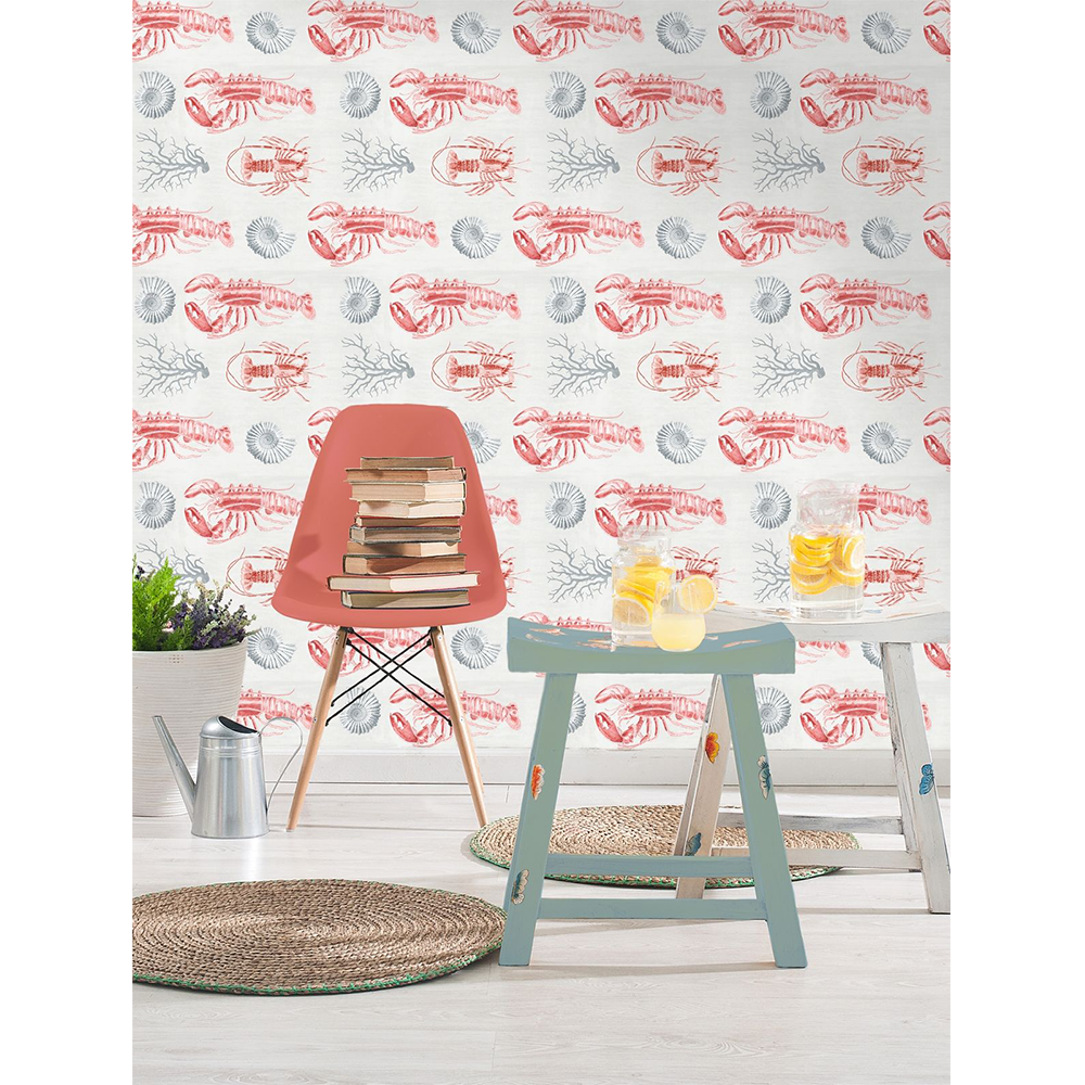 mind-the-gap-lobster-shell-Wallpaper-blue-and-red-seaside-nautical-bathroom-lounge-holiday-home