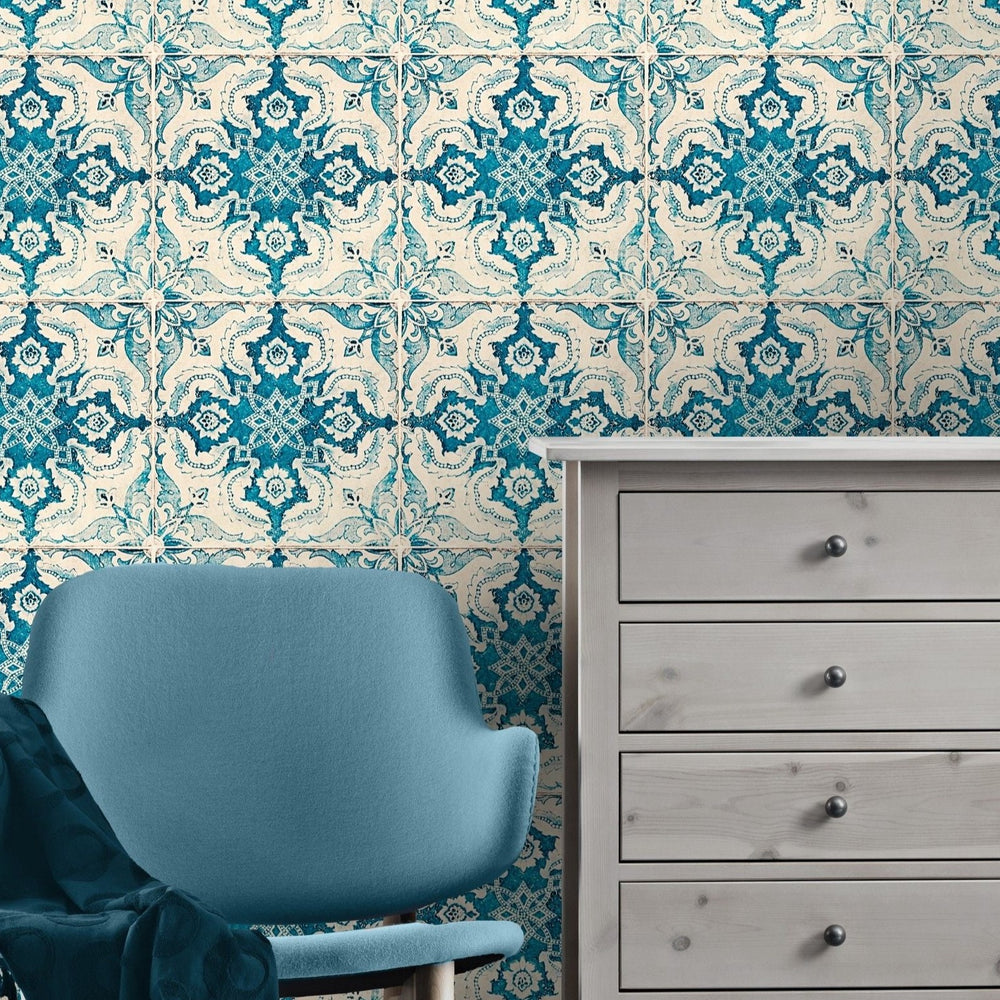mind-the-gap-longwy-wallpaper-mediterraneo-collection-tile-blue-holiday-cottage