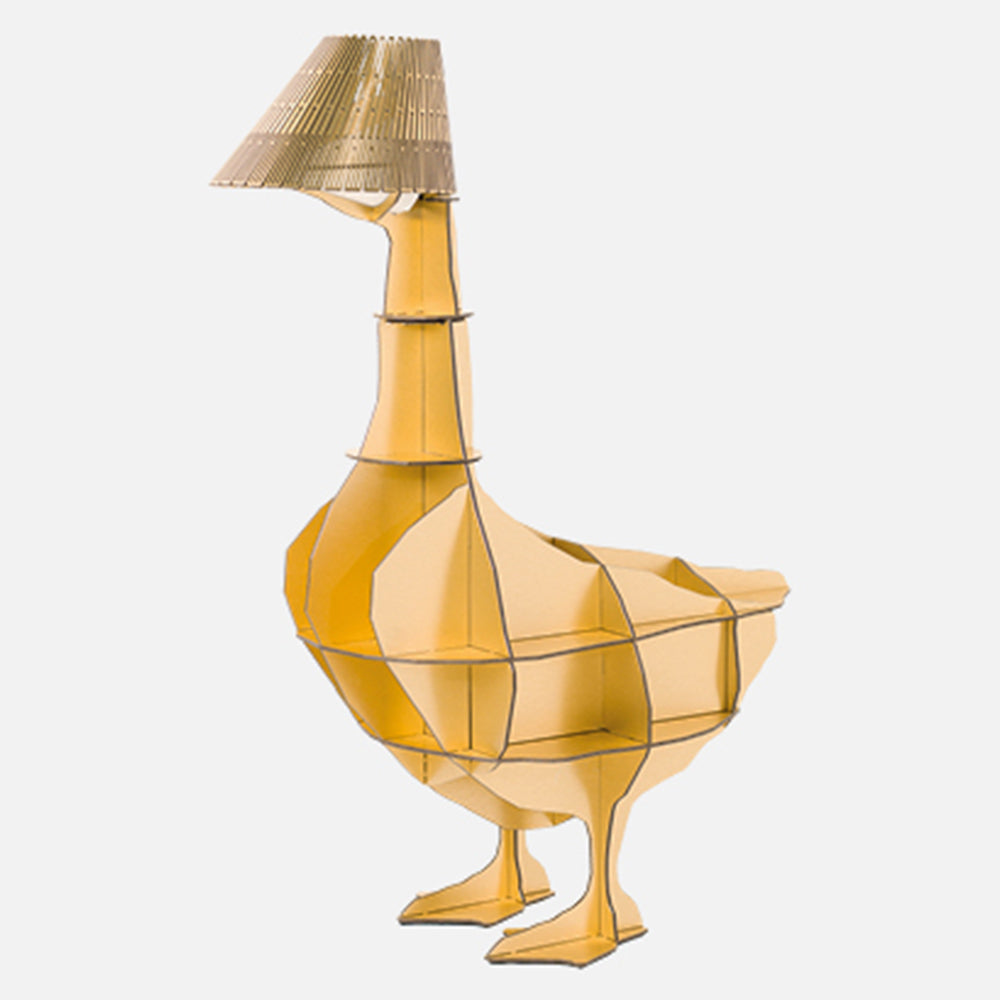 Ibride Junon  - Brushed Gold Illuminated Goose Bedside Table & Lamp