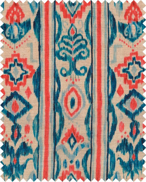 mind-the-gap-linen-fabrics-Mediterraneo-ikat-sundance-villa-santorini-blue-red-fabric-