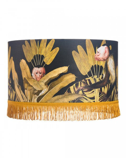 monkey-mindthegap-black-linen-printed-friges-lampshade-drum-shade-yellow-palms