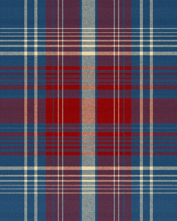 Mind the Gap Wallpaper Monterey Sapphire Classic style wallcovering MTG Woodstock Luxury Collectionmind-the-gap-check-tartan-red-blue-wallpaper-fabric-print