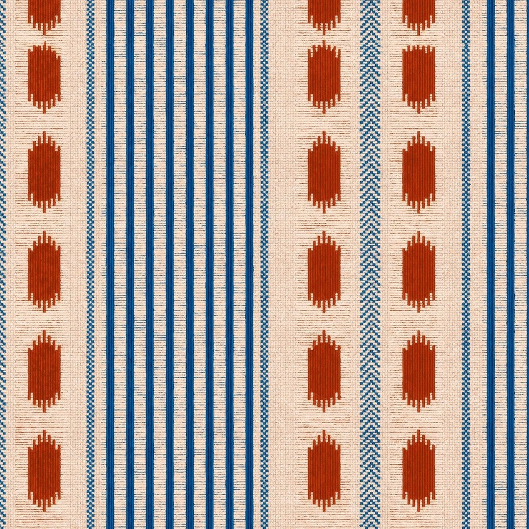 Mind-the-gap-Mouassine-rouge-textile-look-stripe-cream-indigo-red-berber-style-pattern