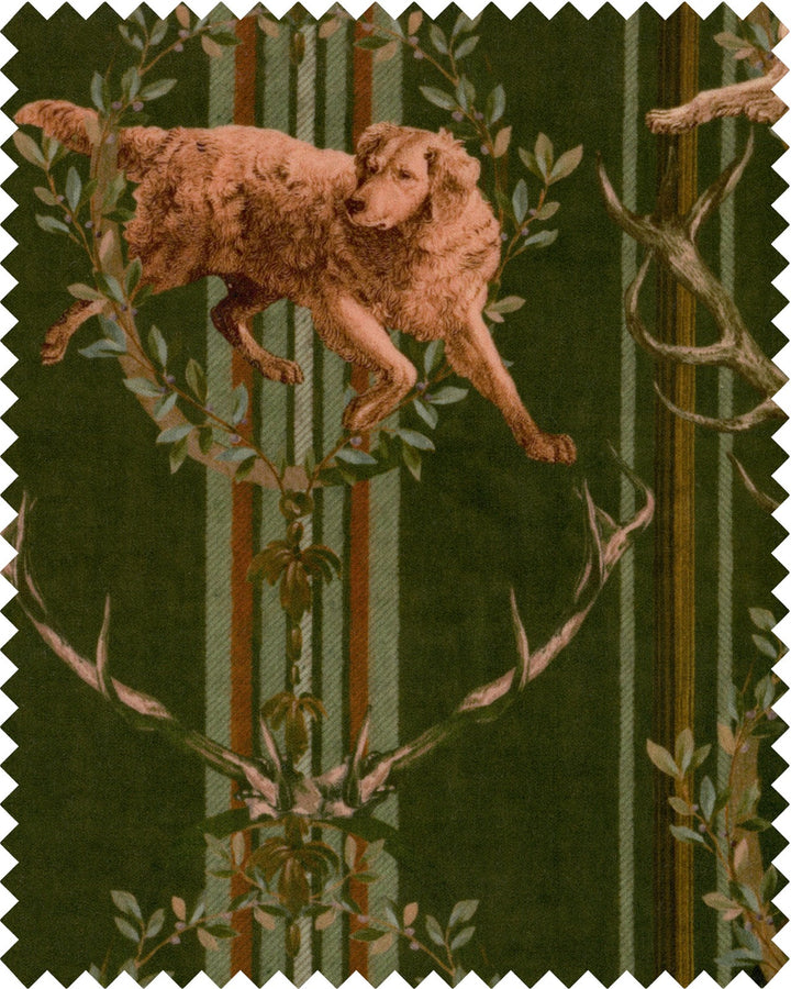 Tyrol Collection Hudson Stool - Mountain Dogs Cypress Green Velvet