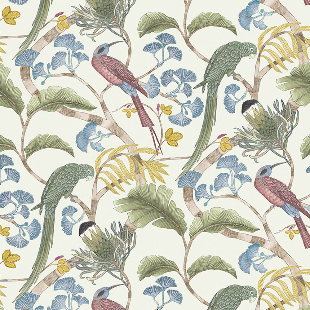 josephine-munsey-living-branches-bird-wallpaper-ivory-green-yellow-pink-blue-nature