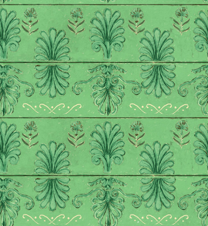 Mykonos-villa-wallpaper-mind-the-gap-green-wooden-slats