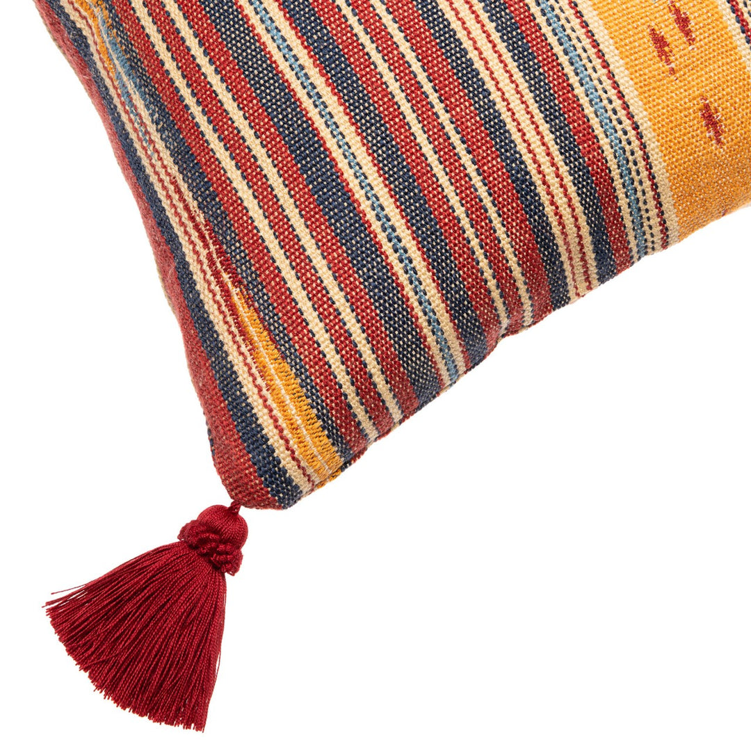 Mind-the-gap-woodstock-collection-neyshabour-striped-tassel-cushion-red-yellow-blue-motif-boho-vibe