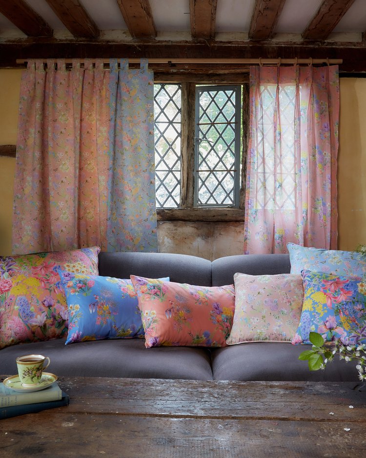 bauldry-botanicals-floral-cushion-square-printed-textile-british-made-and-design-inspired-by-english-garden-colourful-grouped-floral-print-print-design-cottage-sofa-cosy-room