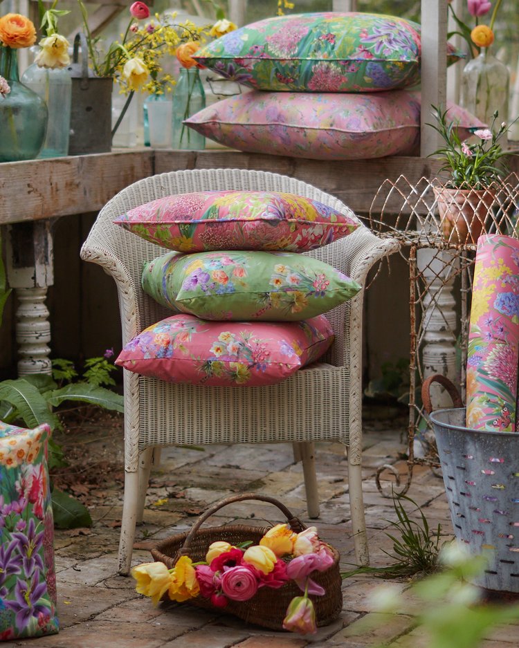 bauldry-botanicals-floral-cushion-square-printed-textile-british-made-and-design-inspired-by-english-garden-colourful-grouped-floral-print-print-design-garden-room