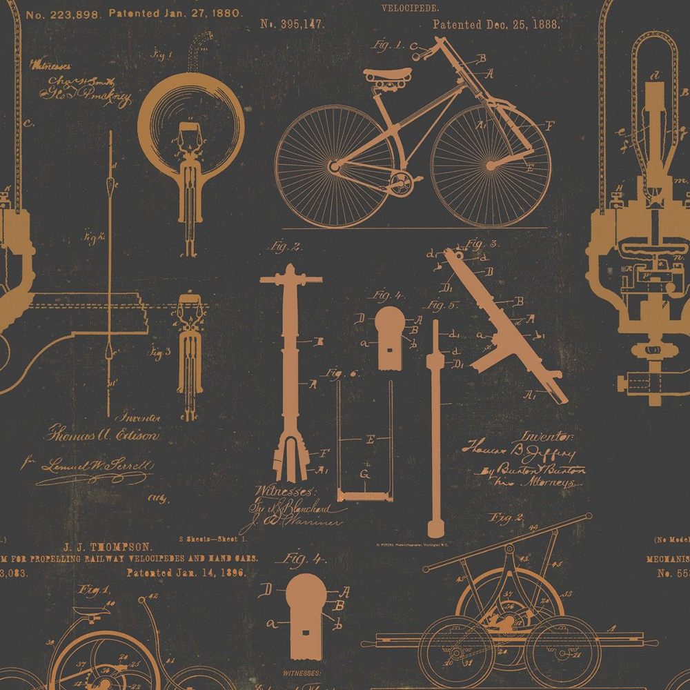 mind-the-gap-patents-brown-copper-wallpaper-vintage-science-collection-famous-inventions