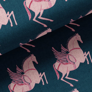 Pegasus-oyster-linen-dusk-linen-flying-horse-annika-reed-studio-textiles-blockprinted-blue-pink 