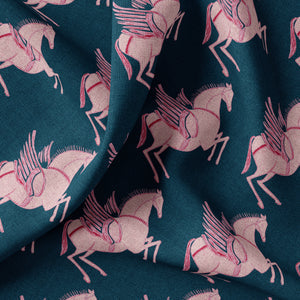 Pegasus-oyster-linen-dusk-linen-flying-horse-annika-reed-studio-textiles-blockprinted-blue-pink