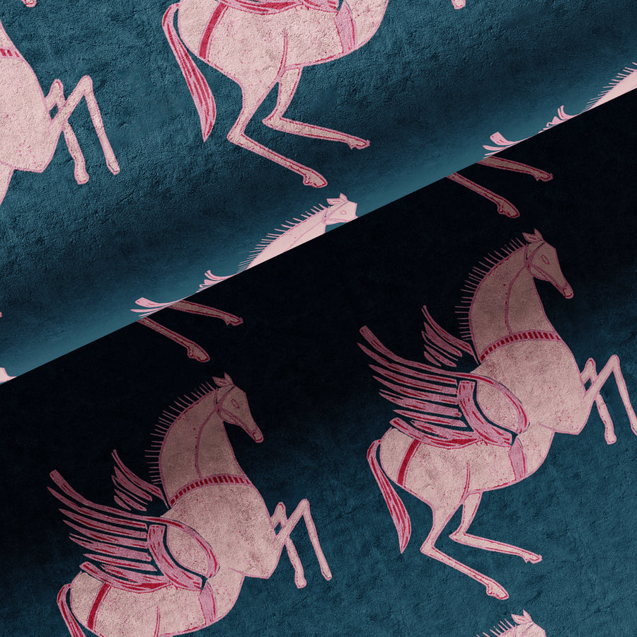 annika-reed-studio-cotton-velvet-pegasus-midnight-flying-horse-navy-pink-textiles-fabric-soft-furnishings