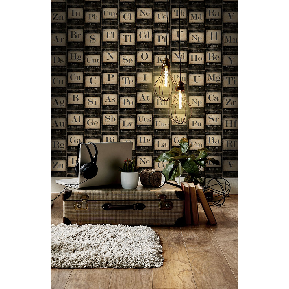 mind-the-gap-periodic-table-wallpaper-vintage-science-collection-neutral-black-white-brown