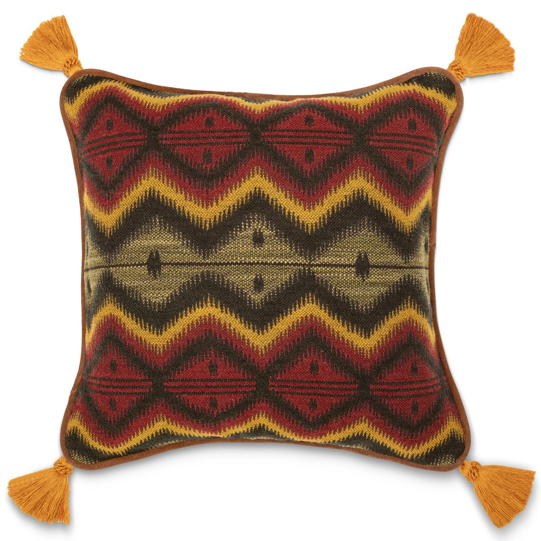 PYRAMIDENSPITZE-Cushion-mind-the-gap-Tyrol-collection-aztek-alpine-cabin-woven-winter-leather-piping-tassel-cushion-pillow