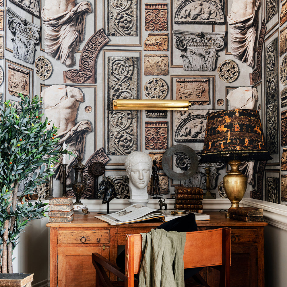 mind-the-gap-rare-artifacts-building-remnants-roman-empire-artitecture-artefacts-wallpaper-the-artists-house-collection-inspired-by-ancient-rome-statues-columns-mueseum-maximalist-statement-interior