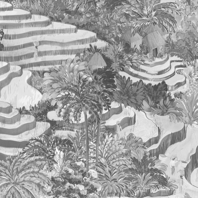 Rice Terrace MAX Wallpaper, Black & White